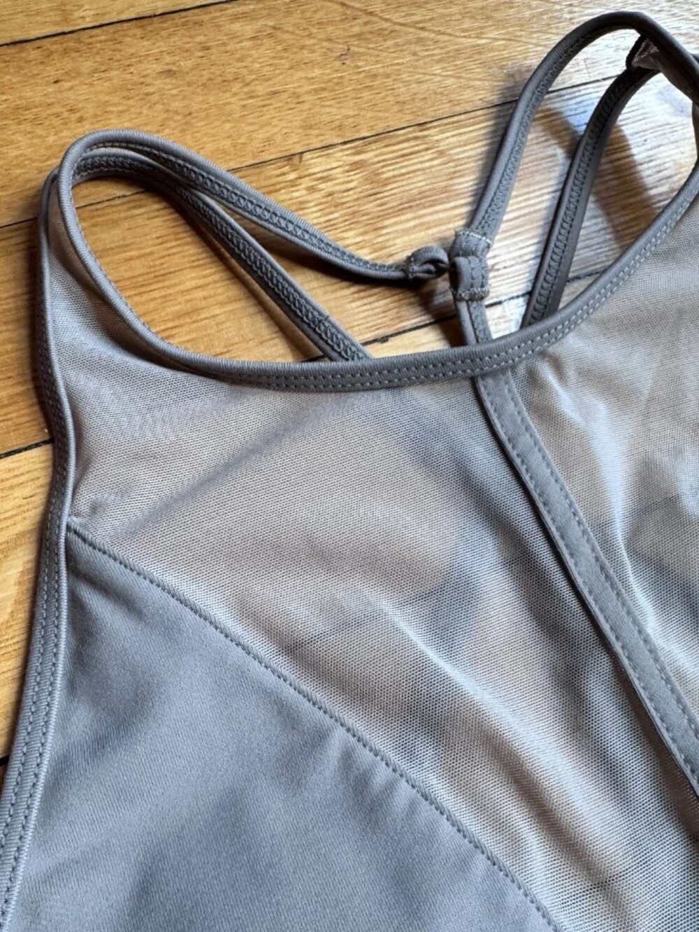 Alo Yoga Women's Empower High Neck Mesh Yoga Sports Bra In Gravel Neutral Small